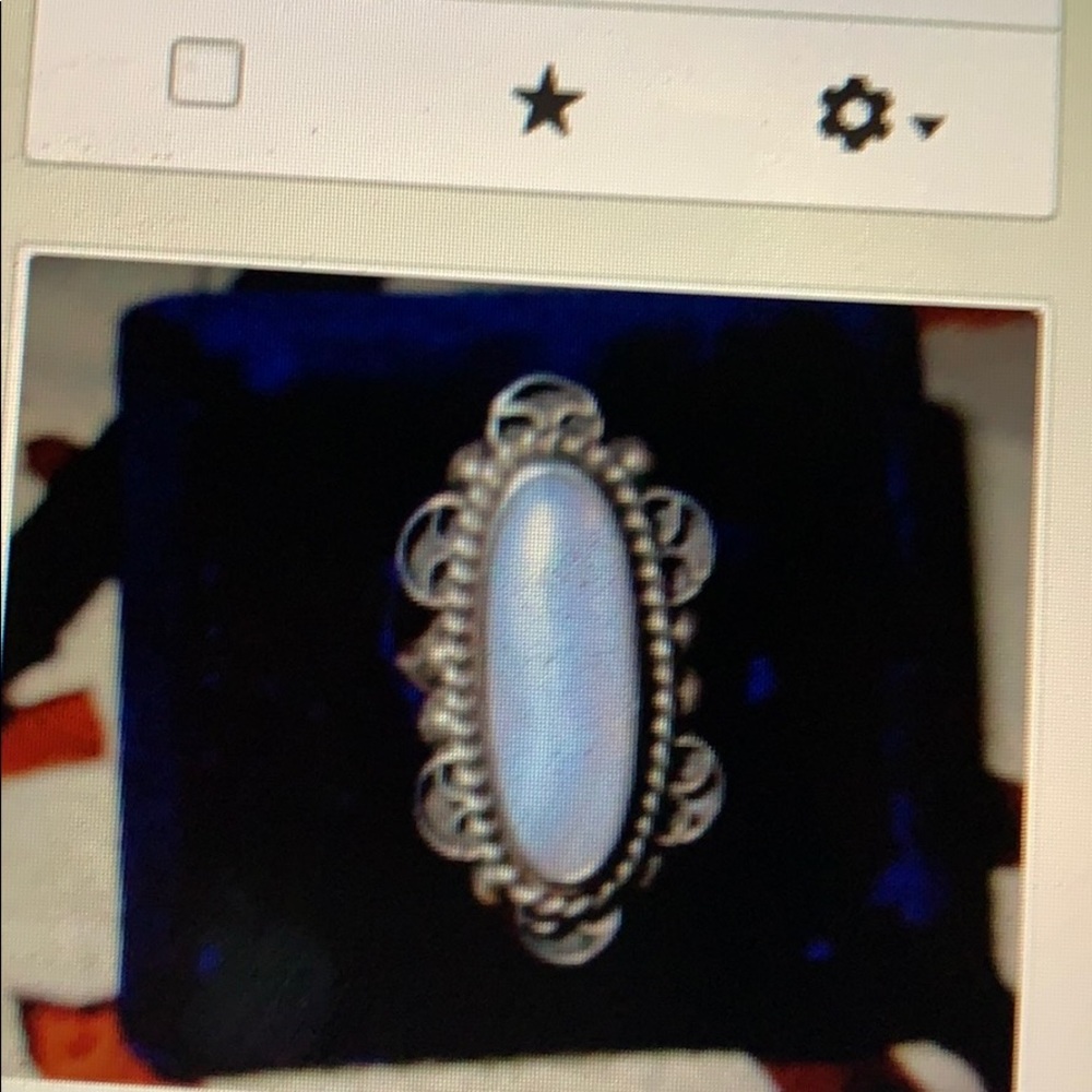 Art Deco Mexico Sterling & pearlized agate ring